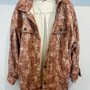 BiBi Brown Paisley Button-Up Jacket